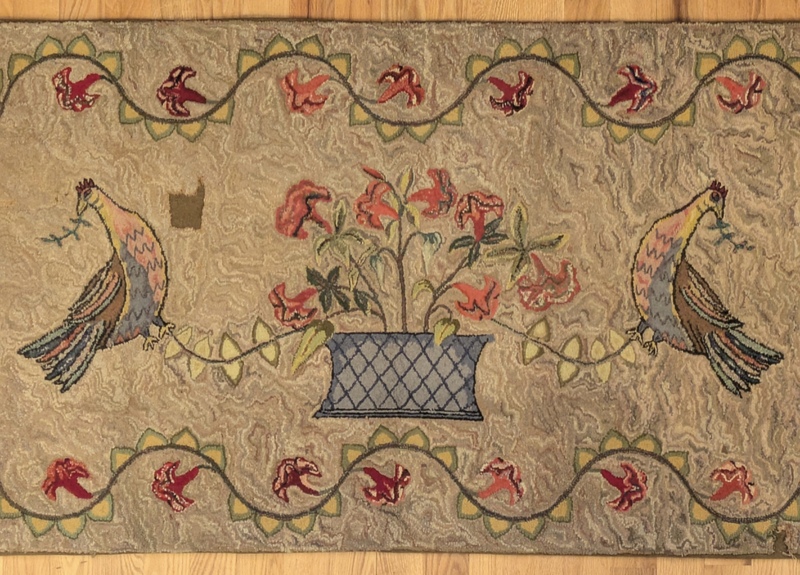 Unusually Large Pictorial Hooked Rug
