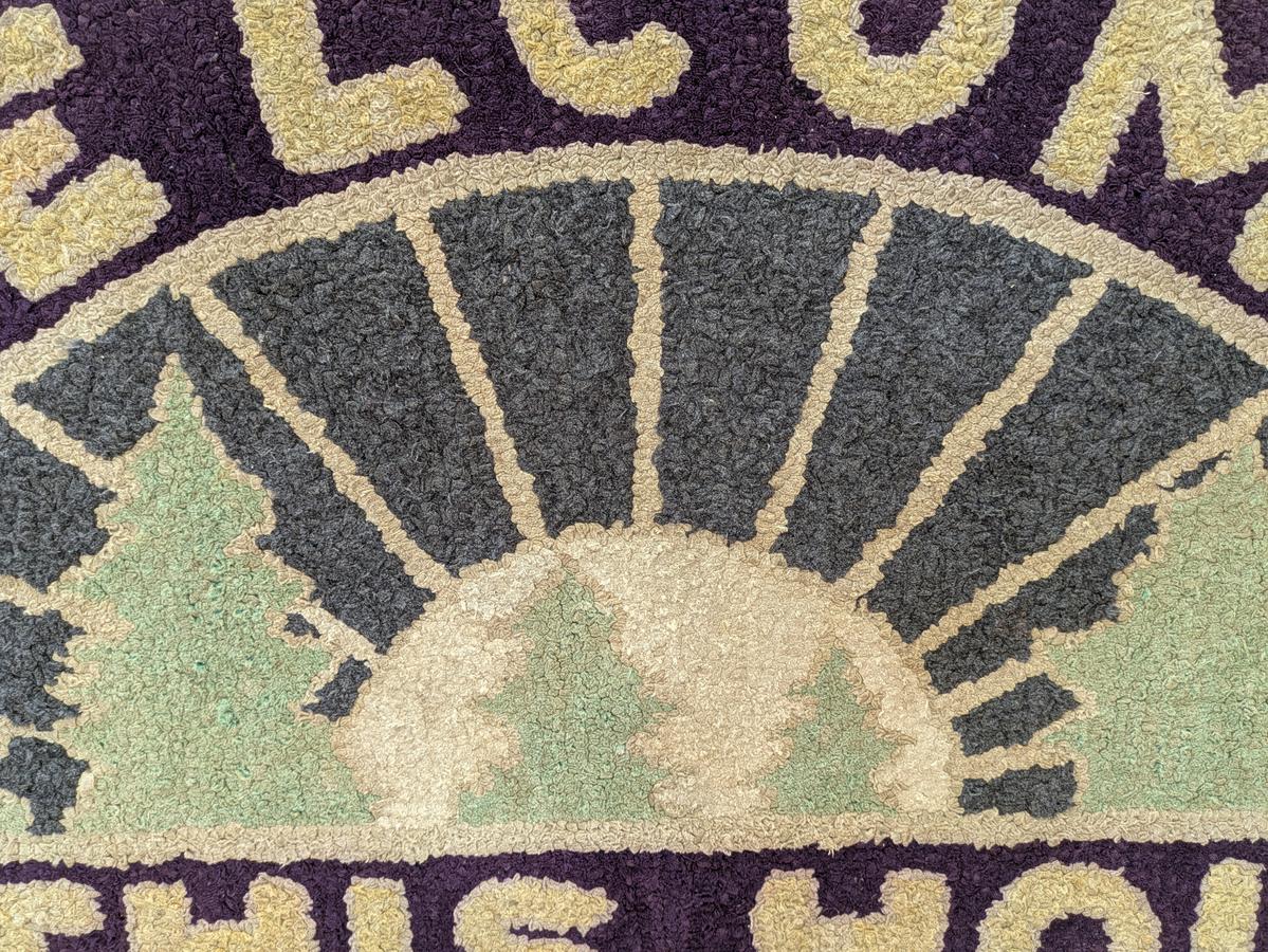 Half Round “WELCOME To THIS HOUSE” Hooked Rug