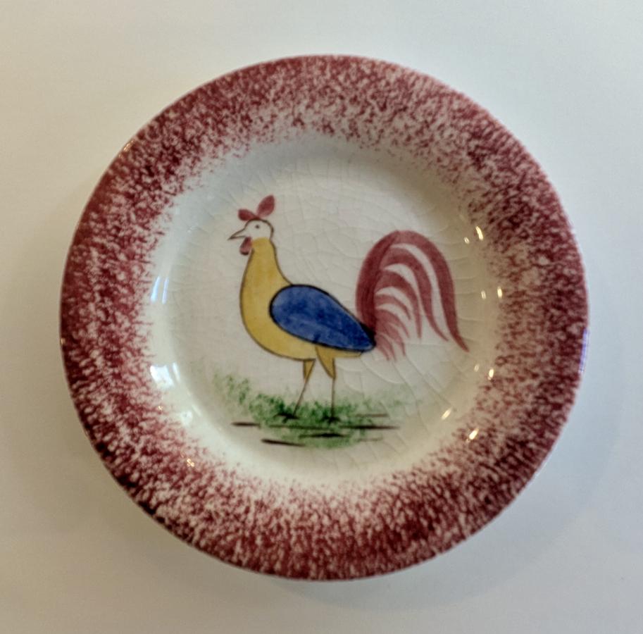 Set of Three Spatterware Cup Plates
