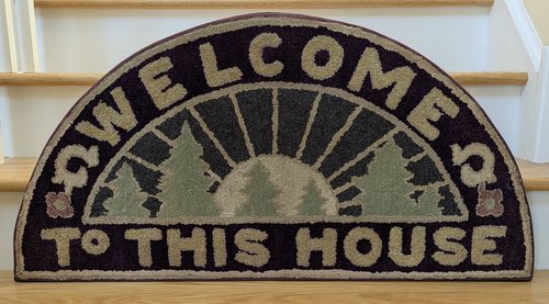 Half Round “WELCOME To THIS HOUSE” Hooked Rug