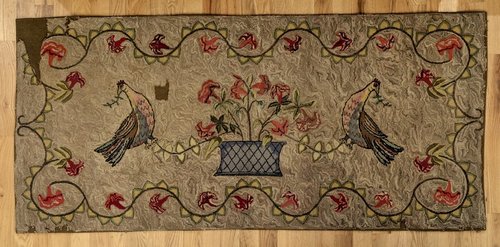 Unusually Large Pictorial Hooked Rug