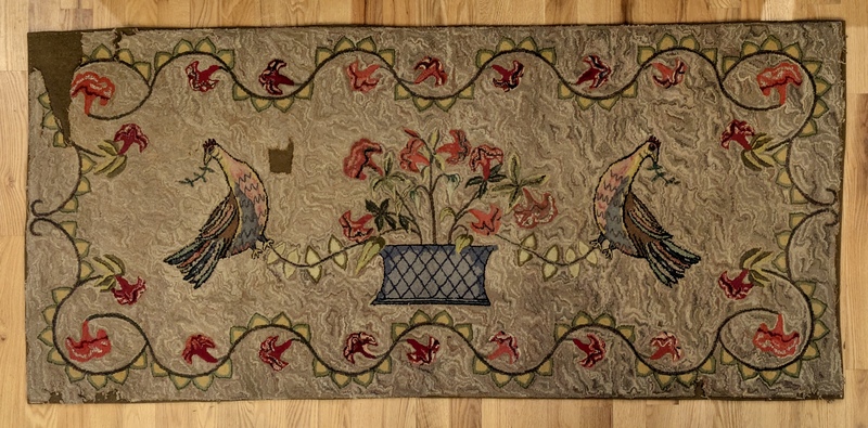 Unusually Large Pictorial Hooked Rug