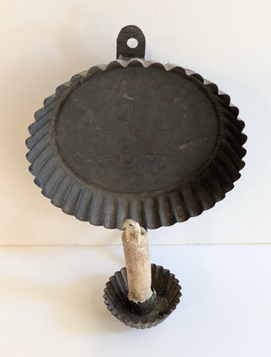 Small Tin Crimped Pie Plate Candle Sconce