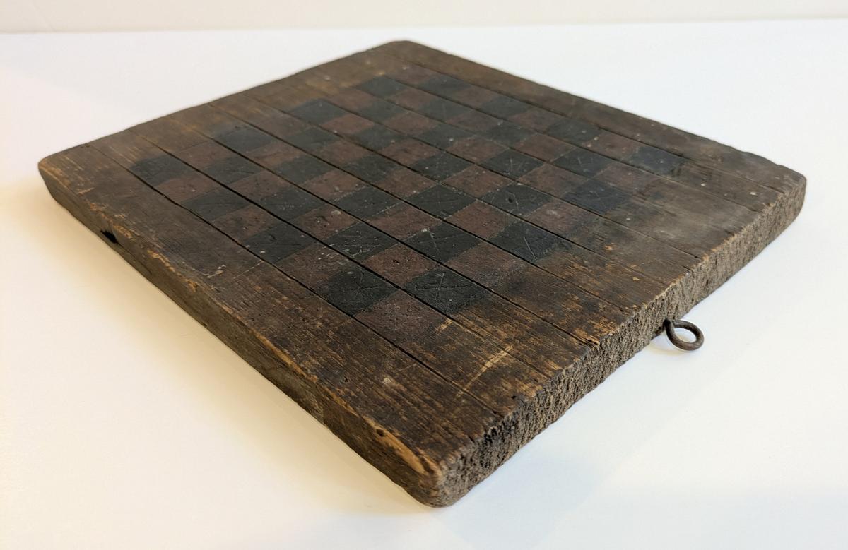Early Primitive Painted Checkers Game Board