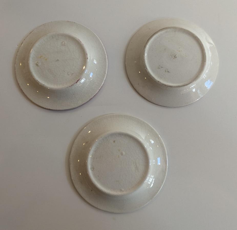 Set of Three Spatterware Cup Plates