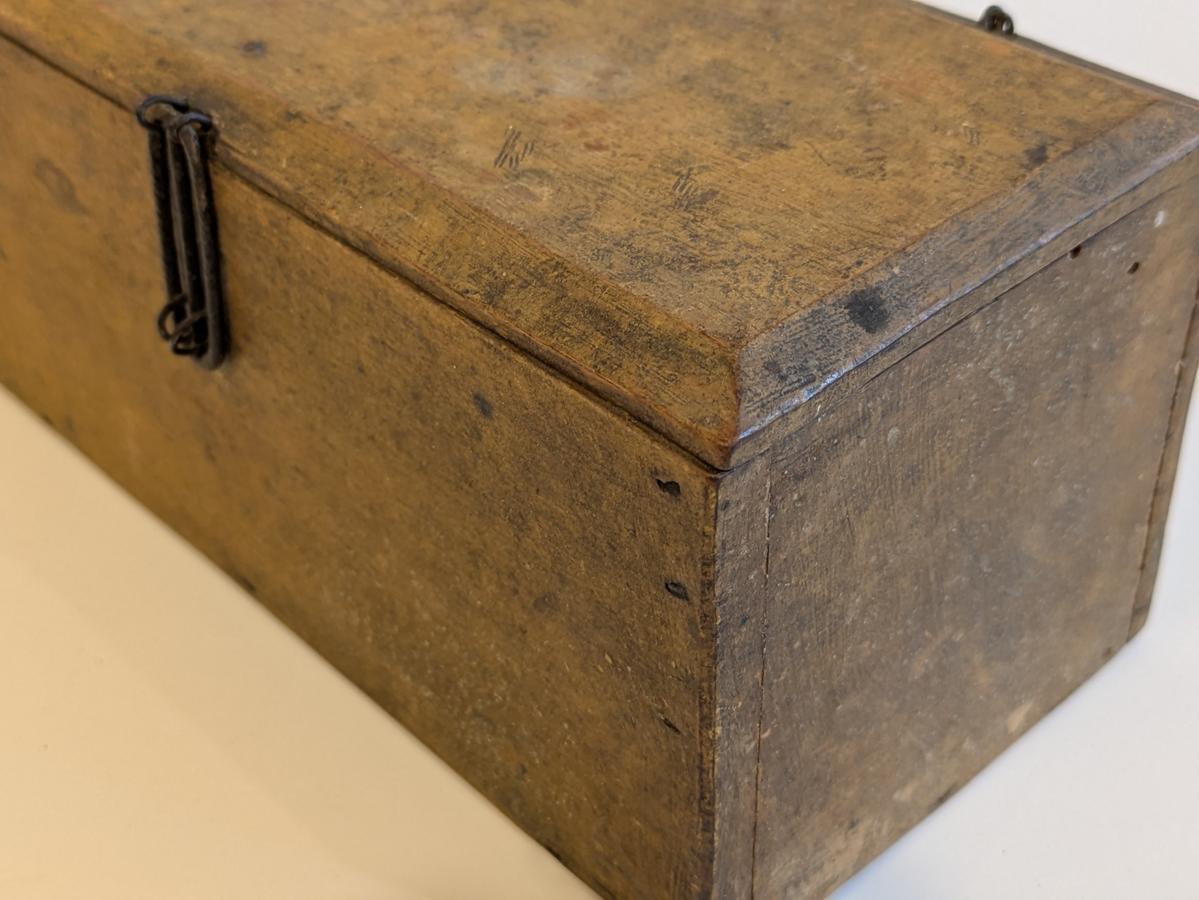 Small Mustard Painted Wooden Box