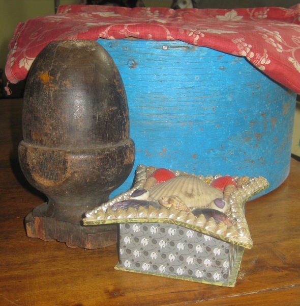 18. Pine Acorn Finial, Cardboard/Candy Box