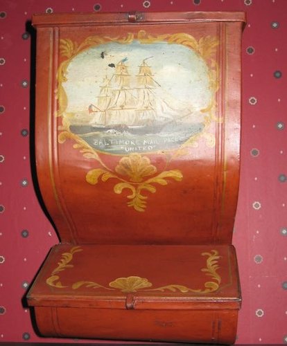 44. Folk-Painted Country Store Coffee Bin
