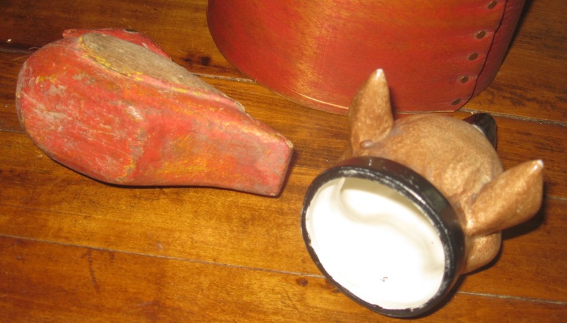 Foxhound Stirrup Cup; Painted Wooden Water Bird