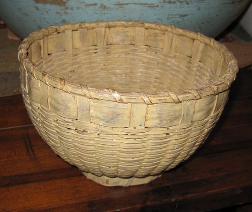 Footed Basket in Mustard Brownish Paint