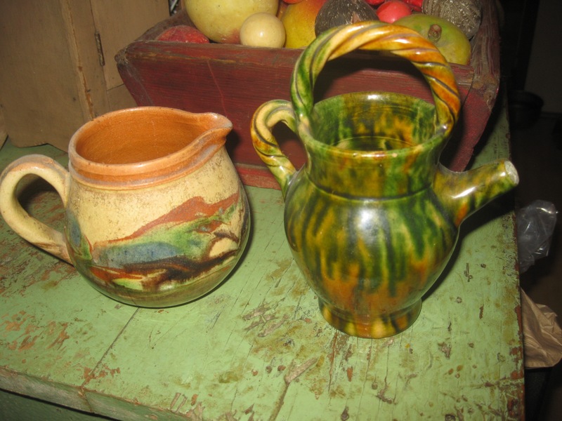 19. French Jaspé Tourist Ware Pitchers