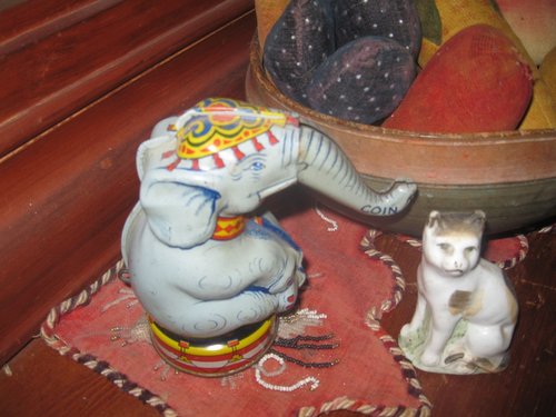 16. J. Chein Elephant Bank; Staffordshire Cat