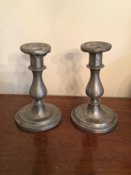 Antique Approximately 7” Pewter Candlesticks