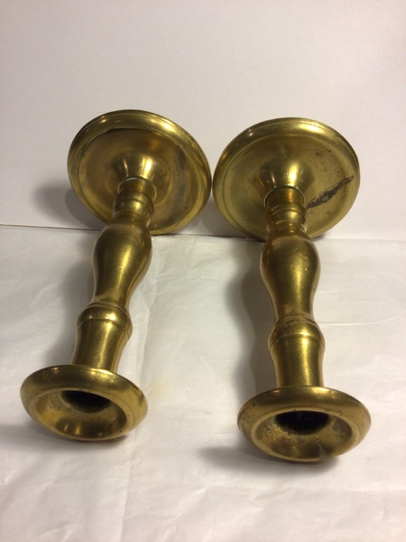 Pair of Early Brass Candlesticks