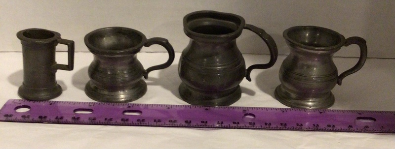 Lot of 4 Miniature Pewter Tankards