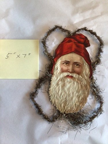 LARGE ANTIQUE SCRAP SANTA ORNAMENT