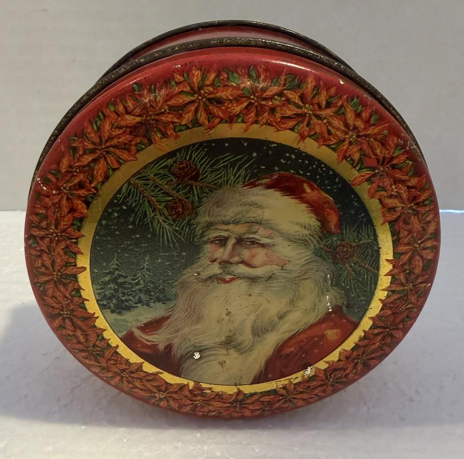 Antique Tindeco Santa Candy Container Tin