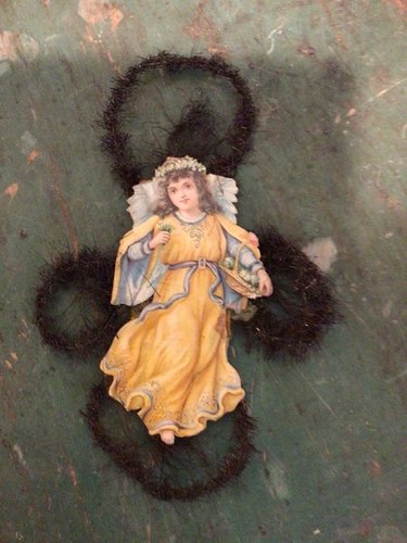 9” Tinsel Angel Scrap Ornament.
