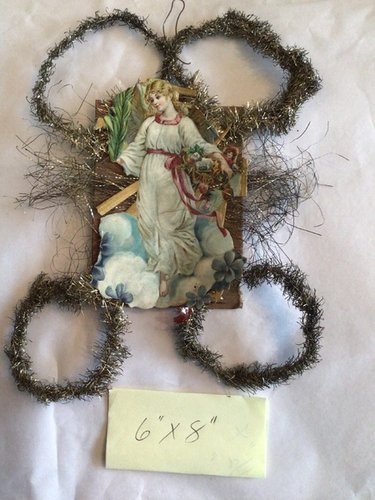 LARGE ANTIQUE SCRAP ANGEL ORNAMENT