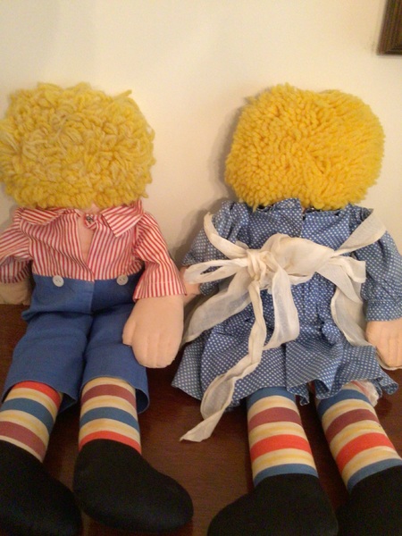 Pair of Big Nose Raggedy Ann and Andy