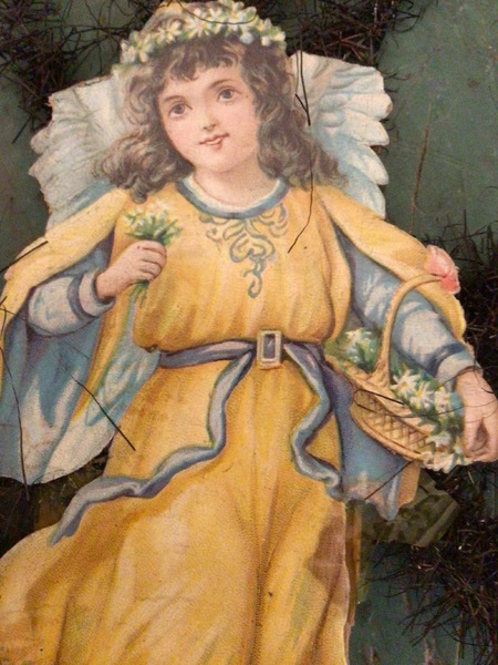 9” Tinsel Angel Scrap Ornament.