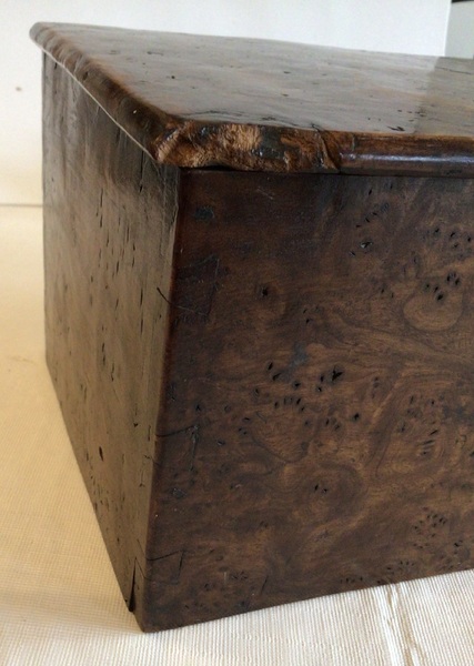 Early Dovetailed Burl Document Box