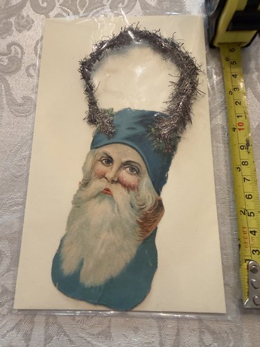 BLUE SANTA SCRAP CHRISTMAS ORNAMENT