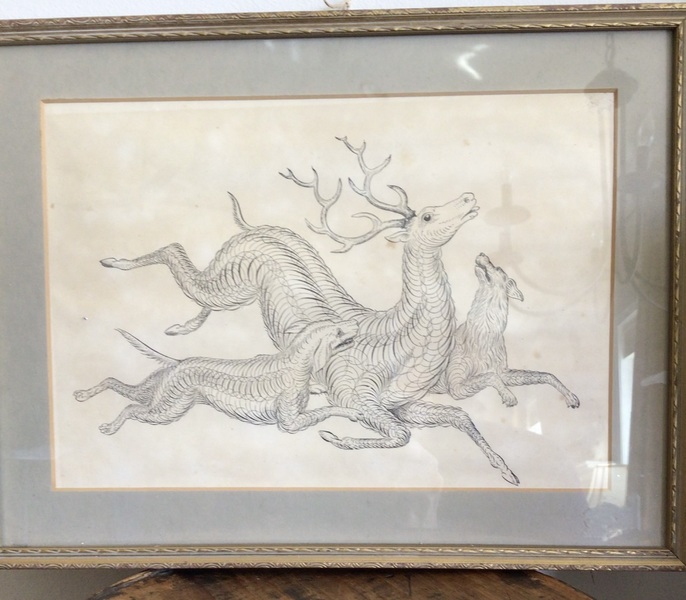 Early Pen and Ink Drawing of Stag