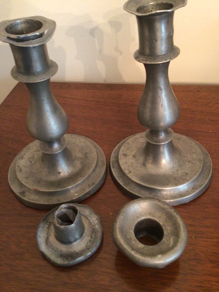 Antique Approximately 7” Pewter Candlesticks