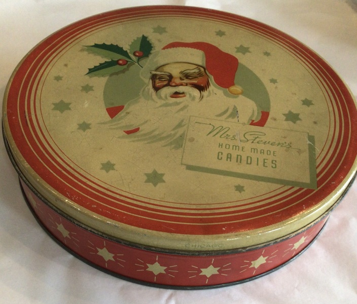 VINTAGE SANTA CANDY TIN