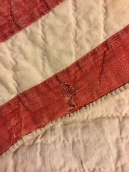Turkey Red and White Signed and Dated Quilt
