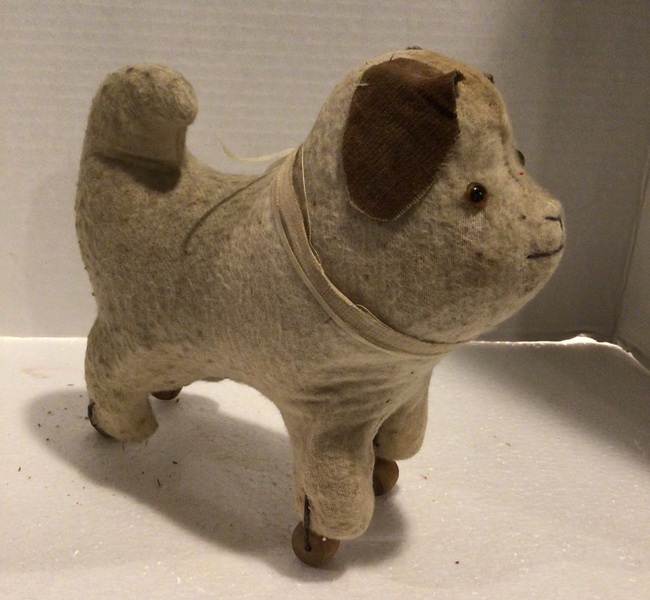 Wonderful Early Amish Dog On Wheels