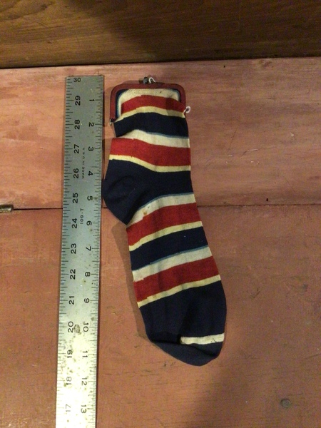 Red, white and blue sock change purse