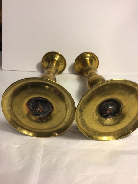 Pair of Early Brass Candlesticks