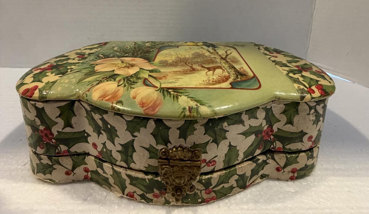 Antique Celluloid Christmas Holly Box