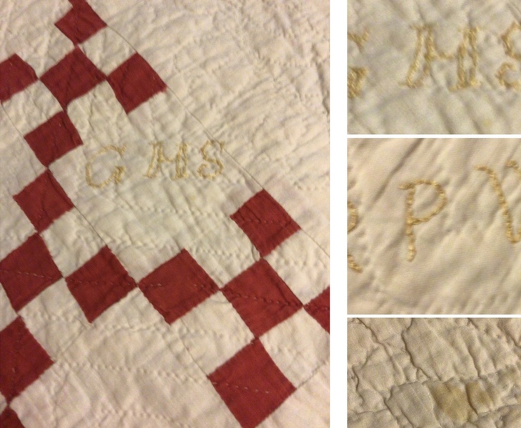 Turkey Red and White Signed and Dated Quilt