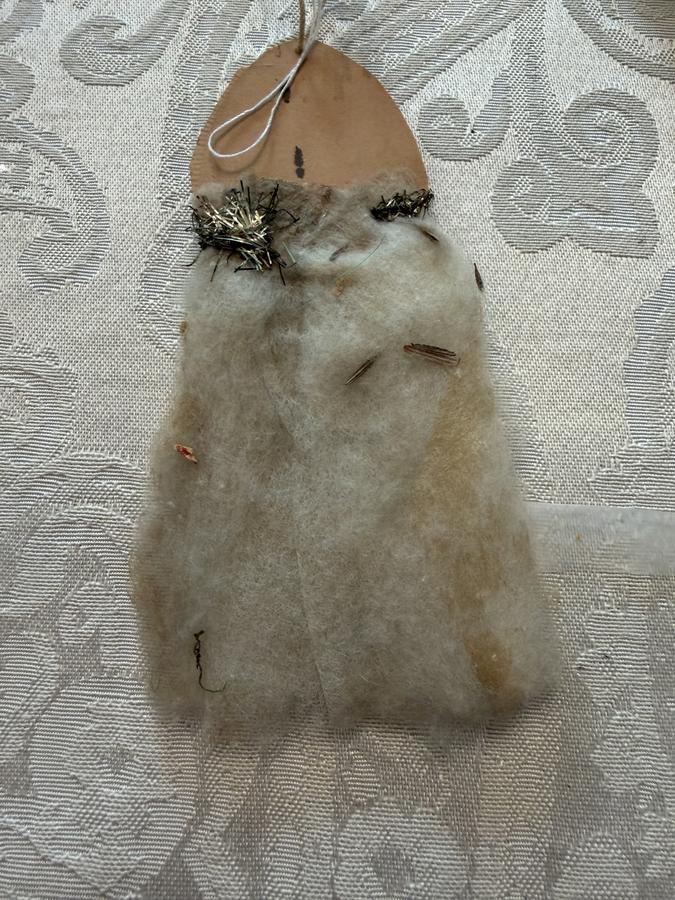 Antique Scrap and Cotton Santa Christmas Ornament