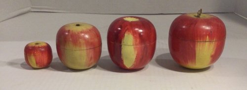 Lot of 4 Japan Wooden Apple Toys