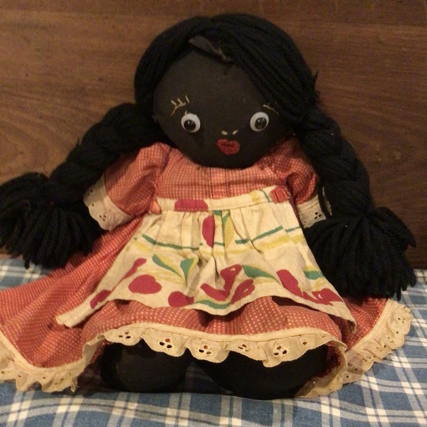 Vintage Black Cloth Doll “ Cherry”