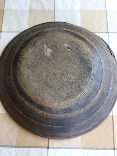 Large 19 C Wood Charger Bowl with Staple Repair