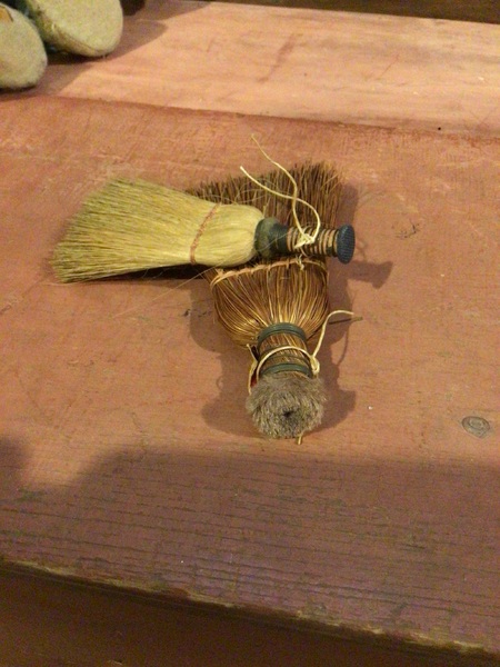 Pair of small early whisk brooms