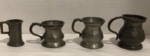 Lot of 4 Miniature Pewter Tankards