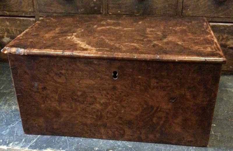 Early Dovetailed Burl Document Box