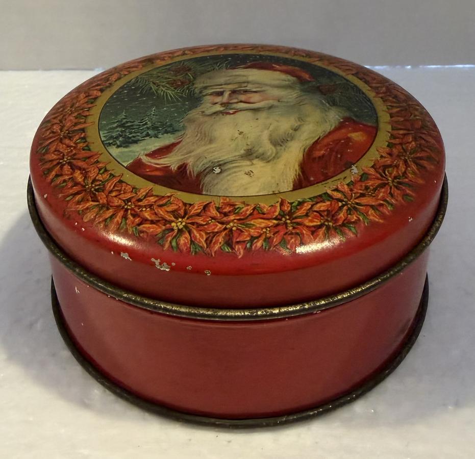 Antique Tindeco Santa Candy Container Tin