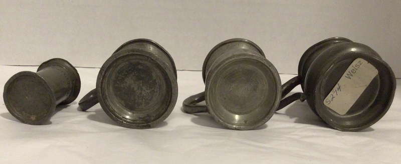 Lot of 4 Miniature Pewter Tankards
