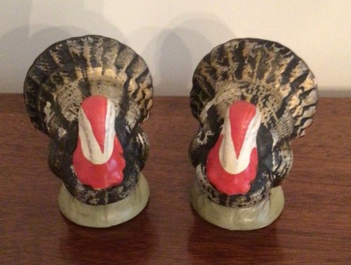 A Pair of Composition or Mache Turkeys