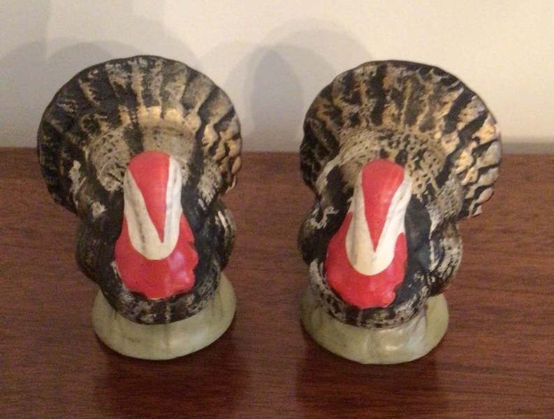 A Pair of Composition or Mache Turkeys