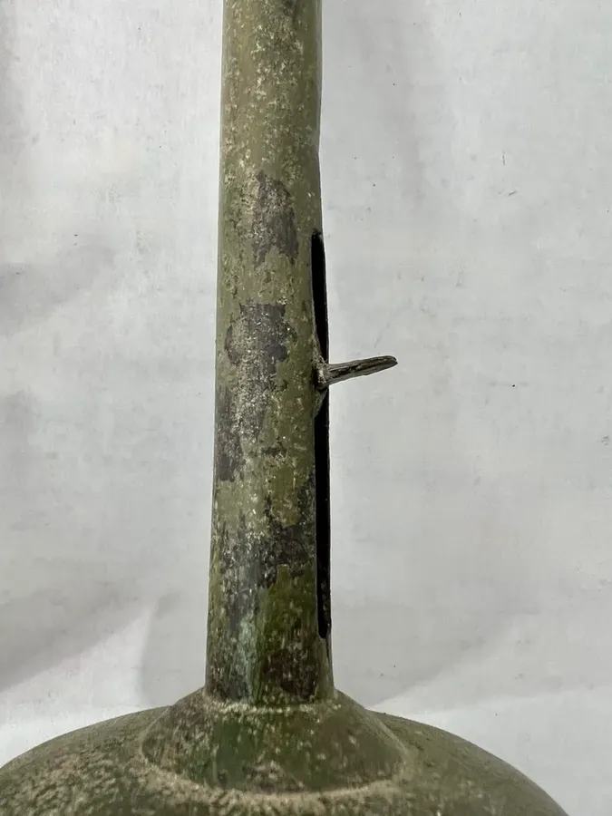 Pair of Green Painted Hogscraper Candlesticks