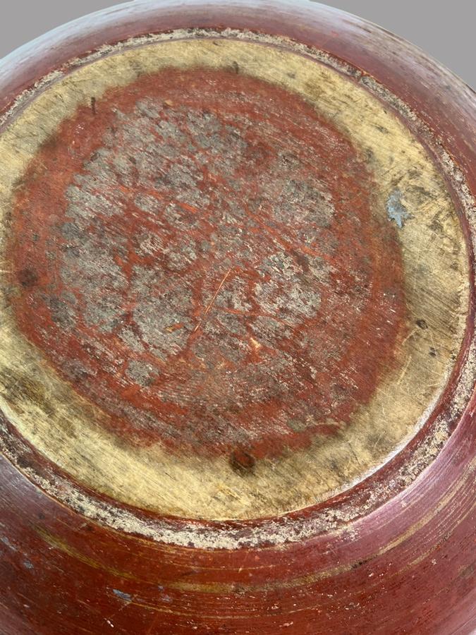 Wonderful Red Painted 17 3/4" Dough Bowl