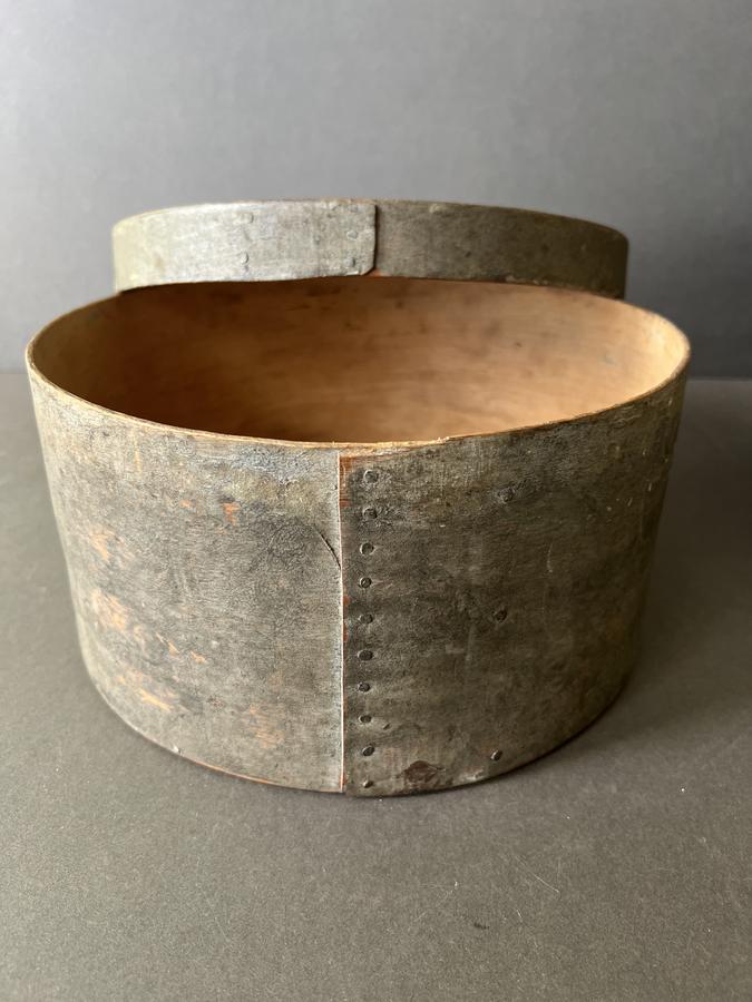 Set of 2 Round, Grey Painted Pantry Boxes